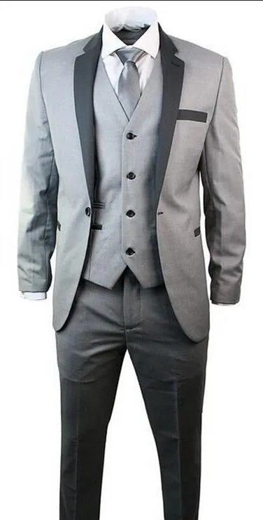 

Best selling Gray Notch Lapel Groom Tuxedos Groomsmen Best Man Suit Men Wedding Suits Bridegroom Suit(Jacket+Pants+vest+tie)