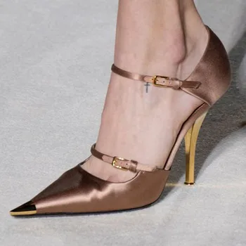 New Sandals Women's Fake Stain Pointed Toe Mary Jane Pumps Sexy Iron Head Gold Stiletto Heels Shoes 2 Straps Buckles Female Pump
New Sandals Women's Fake Stain Pointed Toe Mary Jane Pumps Sexy Iron Head Gold Stiletto Heels Shoes 2 Straps Buckles Female Pump