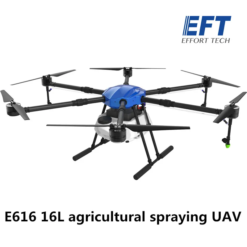 EFT E616 16L / 16KG agricultural spraying drone 1630mm Wheelbase waterproof Folding frame for hobbywing X8
EFT E616 16L / 16KG agricultural spraying drone 1630mm Wheelbase waterproof Folding frame for hobbywing X8