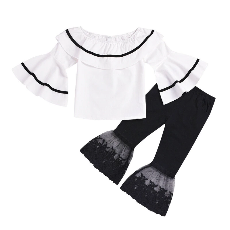 New 2PCS Kid Baby Girls Clothes Tops Ruffle T-Shirt Blouse Lace Bell-Bottom Pants Toddler Girl Clothes Summer Outfit Set 2-6T
New 2PCS Kid Baby Girls Clothes Tops Ruffle T-Shirt Blouse Lace Bell-Bottom Pants Toddler Girl Clothes Summer Outfit Set 2-6T