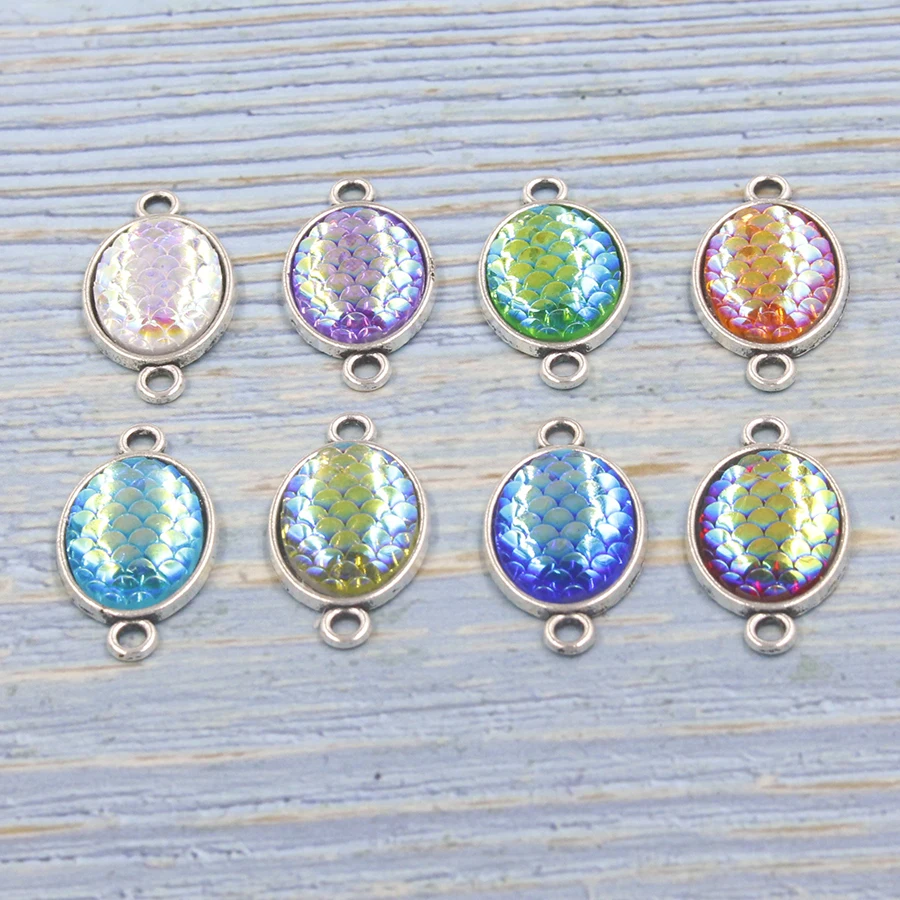 Fnixtar AB Color Oval Charms Resin Mermaid Fish/ Dragon Scale Charms Pendants Connector Cabochon DIY Jewelry 13*18mm 10pcs/lot
Fnixtar AB Color Oval Charms Resin Mermaid Fish/ Dragon Scale Charms Pendants Connector Cabochon DIY Jewelry 13*18mm 10pcs/lot