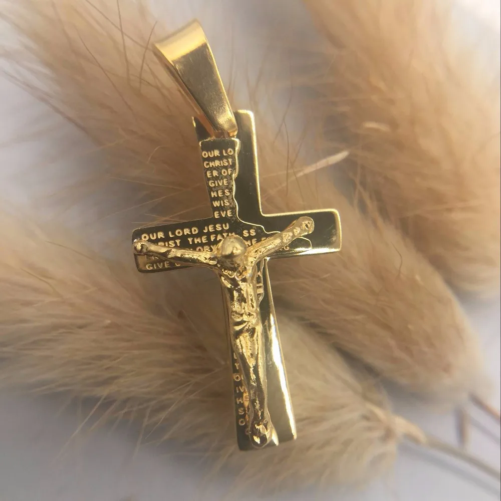 Faith jewelry Stainless Steel Crucifix English bible lord Cross Jesus pendant Necklace Gold Color Chain For Men women Jewelry
Faith jewelry Stainless Steel Crucifix English bible lord Cross Jesus pendant Necklace Gold Color Chain For Men women Jewelry