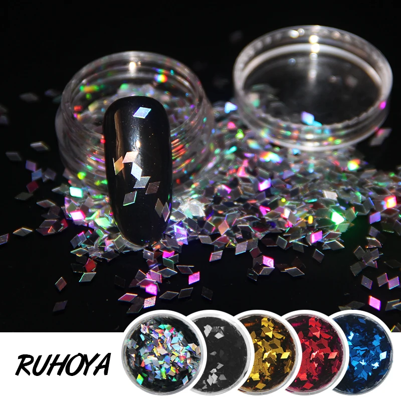 DIY украшения Ruhoya блестящий порошок Пыль для дизайна ногтей блестки Радужные