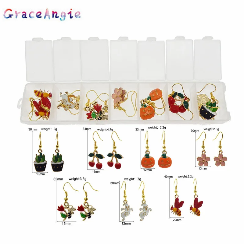 GraceAngie Boxed 7pair/pack Gold Bottom+Drip Zinc Alloy Ear Hooks Fashion Earrings Colorful Style Sweet And Cute Fashion Lovely
GraceAngie Boxed 7pair/pack Gold Bottom+Drip Zinc Alloy Ear Hooks Fashion Earrings Colorful Style Sweet And Cute Fashion Lovely