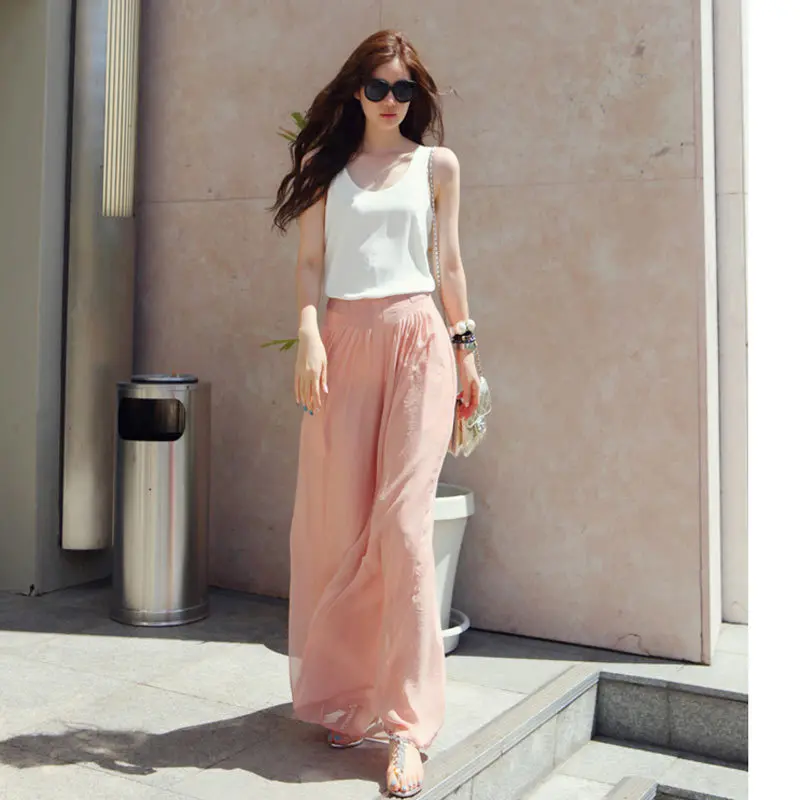 Women's Long Wide Leg Pants Solid Chiffon Skirt Pants Fashion Skorts Culottes Harem Pants Loose High Elastic Waist Trousers
Women's Long Wide Leg Pants Solid Chiffon Skirt Pants Fashion Skorts Culottes Harem Pants Loose High Elastic Waist Trousers
