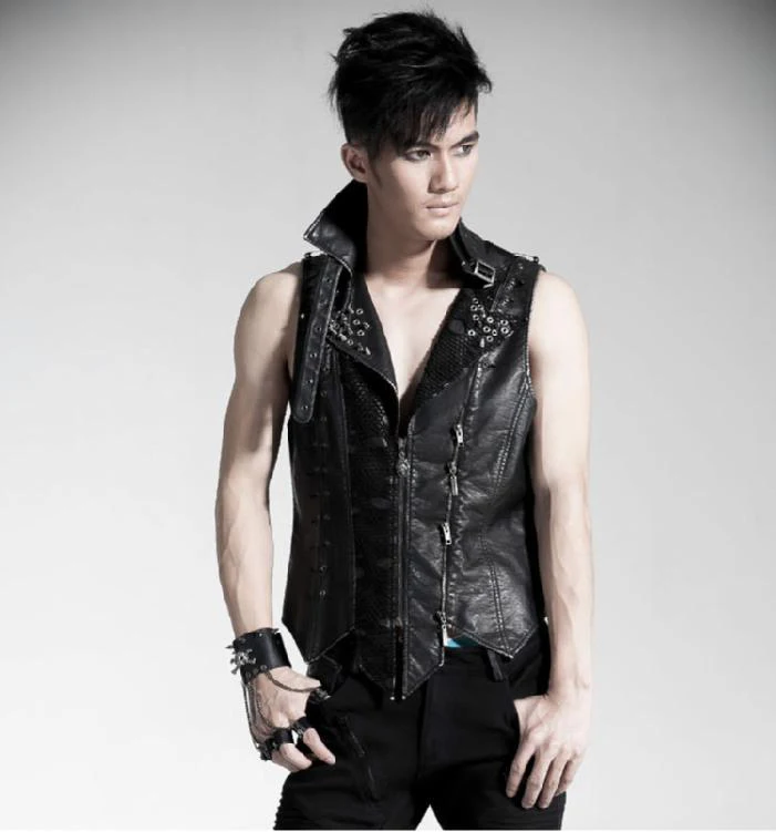 Fashion Punk Leather Sleeveless Jackets Motorcycle Rivet Man Vest Black Handsome Waistcoats
Fashion Punk Leather Sleeveless Jackets Motorcycle Rivet Man Vest Black Handsome Waistcoats