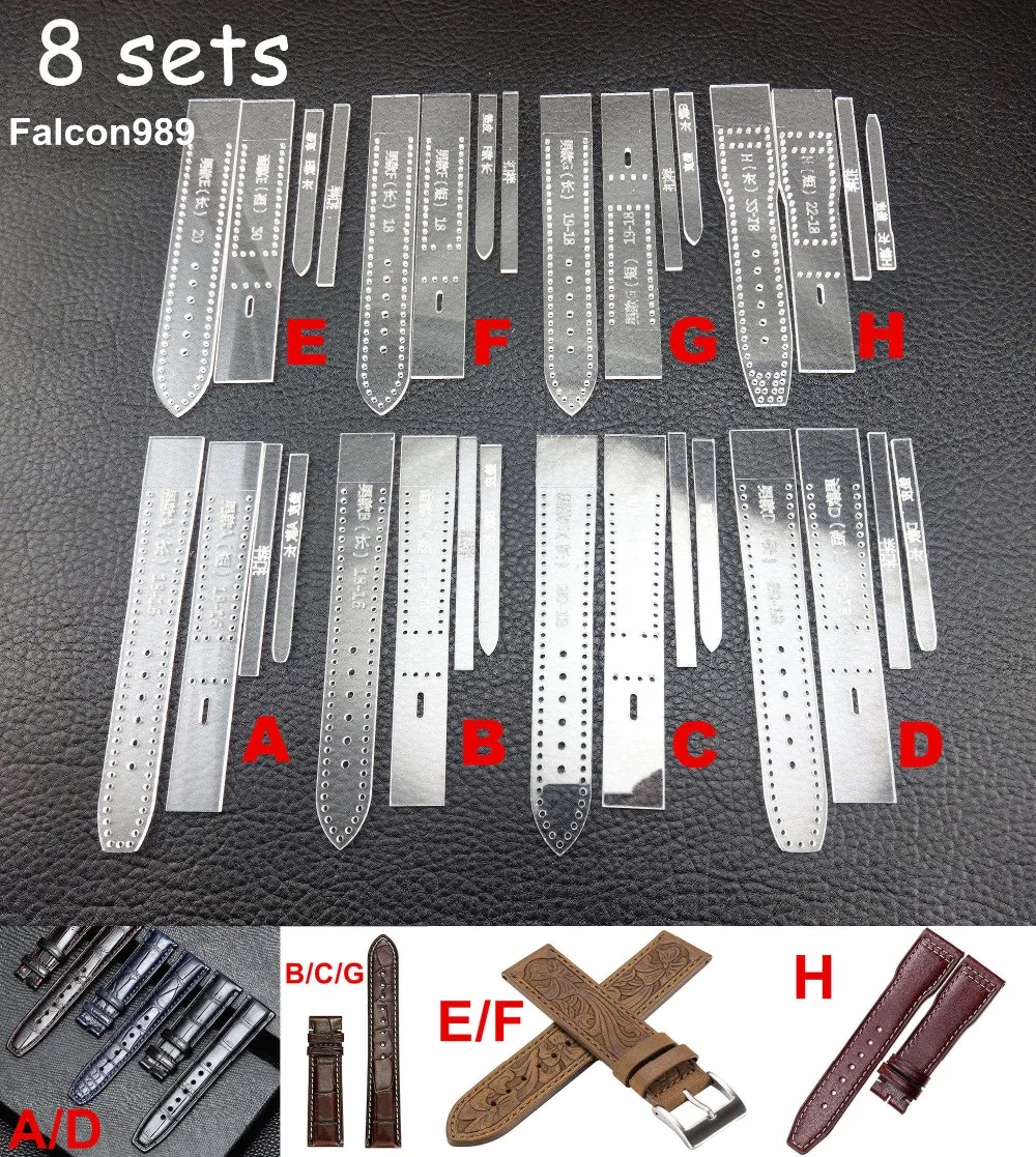 8set 4style Leather Craft Acrylic Perspex Watch Strap Band Stencil Template Tool Set Sewing Carving Stitching Stamping Knife Awl
8set 4style Leather Craft Acrylic Perspex Watch Strap Band Stencil Template Tool Set Sewing Carving Stitching Stamping Knife Awl