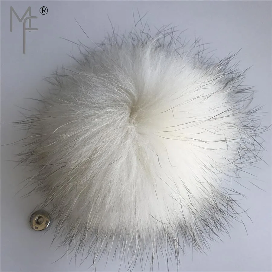 Magicfur-Белый W бежевый 15 см 6 дюймов мяч из натурального меха енота помпон кнопка для