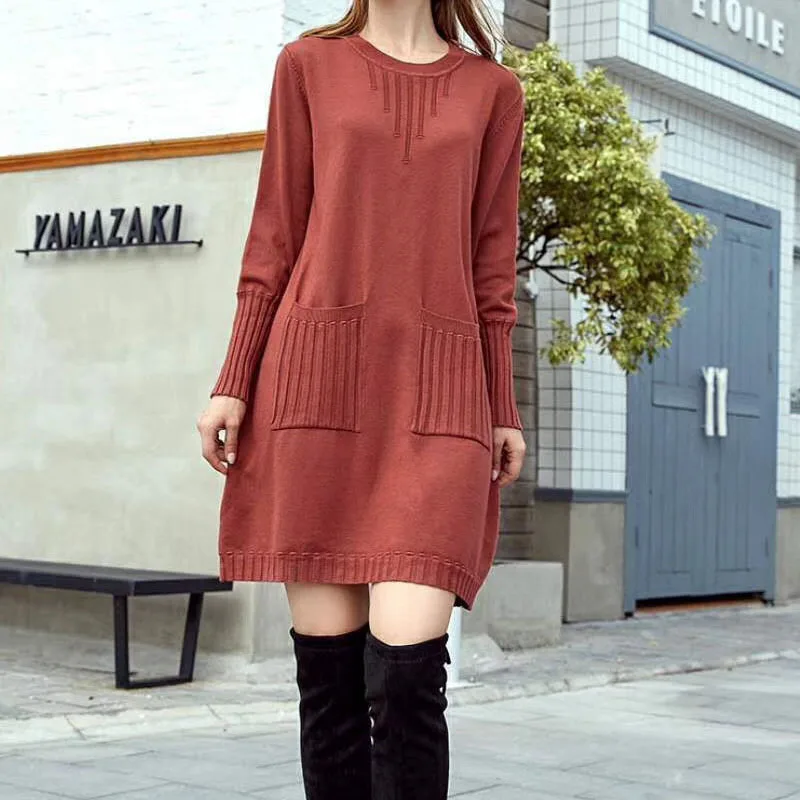 Autumn Winter Long Loose Sweater Women's Solid Color Bottoming Sweater Dress O-Neck Long Sleeve Women Sweaters and Pullovers
Autumn Winter Long Loose Sweater Women's Solid Color Bottoming Sweater Dress O-Neck Long Sleeve Women Sweaters and Pullovers