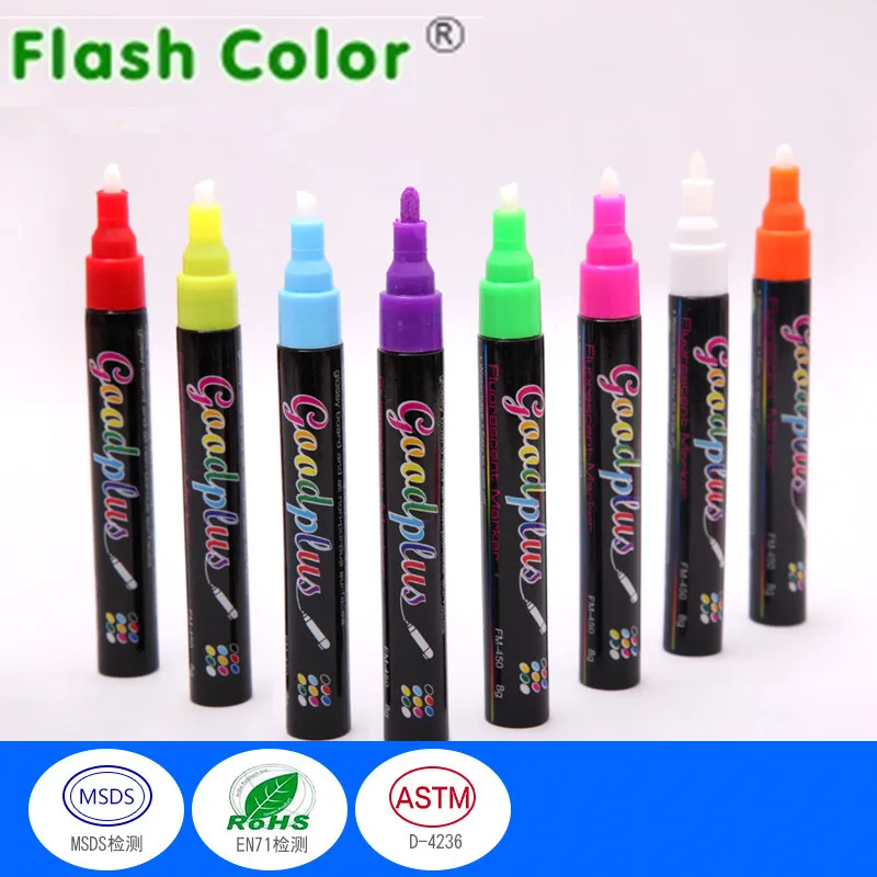 Flashcolor Highlighter Liquid Chalk Fluorescent Marker Pen 8 Colors Chisel& Bullet Tips Writing 6mm 50sets Wholesale for DHL
Flashcolor Highlighter Liquid Chalk Fluorescent Marker Pen 8 Colors Chisel& Bullet Tips Writing 6mm 50sets Wholesale for DHL