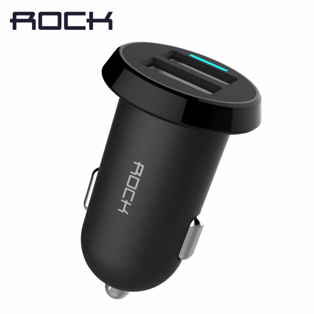 Image ROCK Ditor Car Charger Dual USB output 2.4A fast charging Mobile Phone Travel Adapter Cigar Lighter DC 12 24V Car Phone Charger