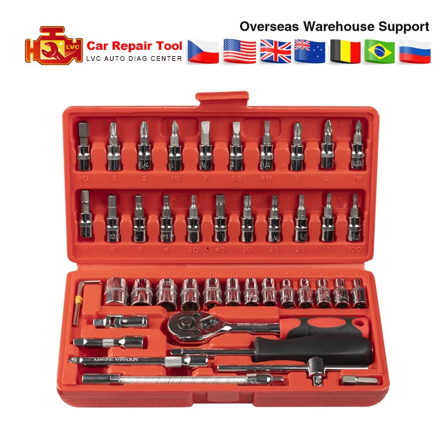 Car Repair Tool 46pcs 1/4-Inch Socket Set OBD2 Car Repair Tool Ratchet Torque Wrench Combo Tools Kit Auto Repairing Tool Set
Car Repair Tool 46pcs 1/4-Inch Socket Set OBD2 Car Repair Tool Ratchet Torque Wrench Combo Tools Kit Auto Repairing Tool Set