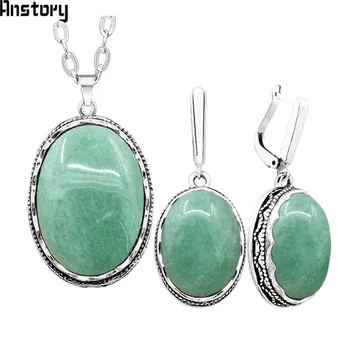 Personality Oval Natural Stone Necklace Earrings Jewelry Set For Women Stainless Steel Chain Antique Silver Plated Gift TS365
Personality Oval Natural Stone Necklace Earrings Jewelry Set For Women Stainless Steel Chain Antique Silver Plated Gift TS365