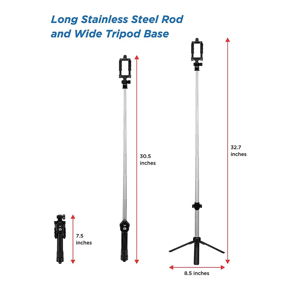 Portefeuille Selfie Stick Monopod Tripod Bluetooth Wireless Stand For Apple iPhone X 7 Plus 8 6 Samsung Galaxy S9 Plus S8 Holder (2)