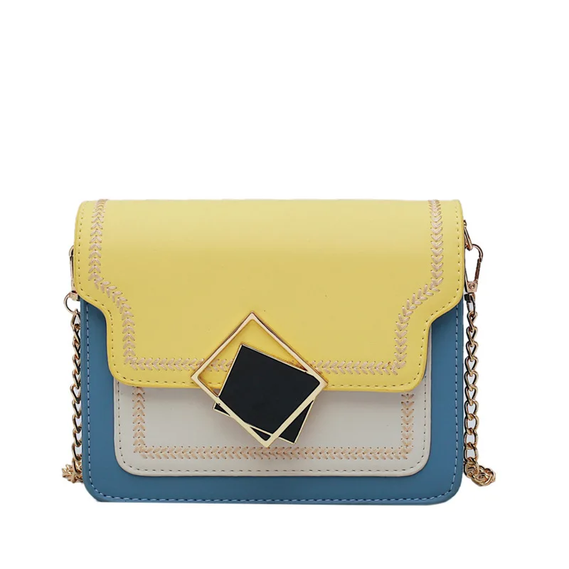 Women's bag new 2019 Korean version of the collision color shoulder slung handbags fashion chain simple small square bag
Women's bag new 2019 Korean version of the collision color shoulder slung handbags fashion chain simple small square bag