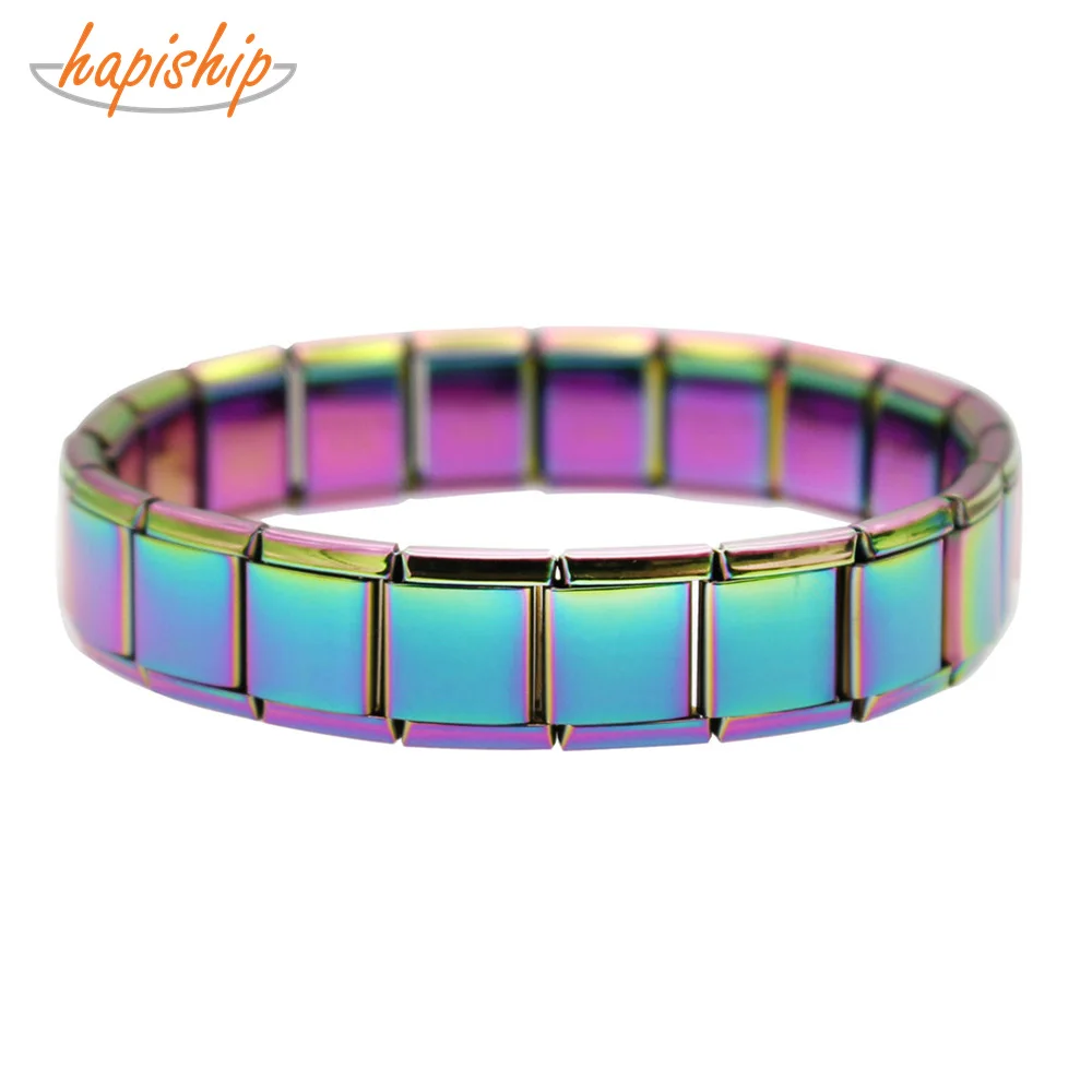 

Hapiship 2019 Top 13mm Width Men Stainless Steel Colorful Color Bangle Bracelet Men Charm New Design Bracelet Male Sport G119