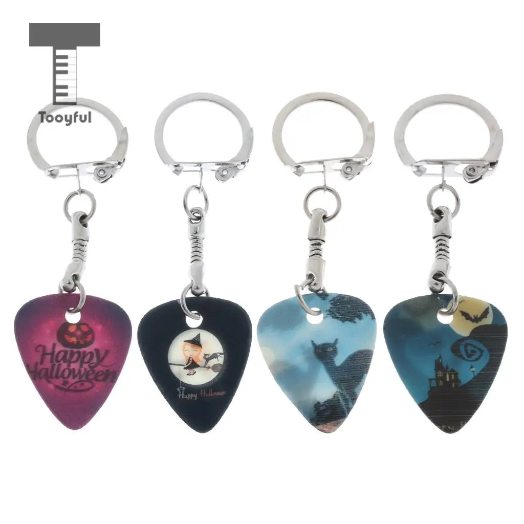 Acoustic Electric Celluloid Smooth Guitar Plectrum Picks Happy Halloween Keychain Key Fob