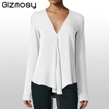 Spring Women Tops Deep V-neck Long Sleeve Casual Chiffon Blouse Female V-Neck Work Wear Plus Size Office Shirts SY3543
Spring Women Tops Deep V-neck Long Sleeve Casual Chiffon Blouse Female V-Neck Work Wear Plus Size Office Shirts SY3543