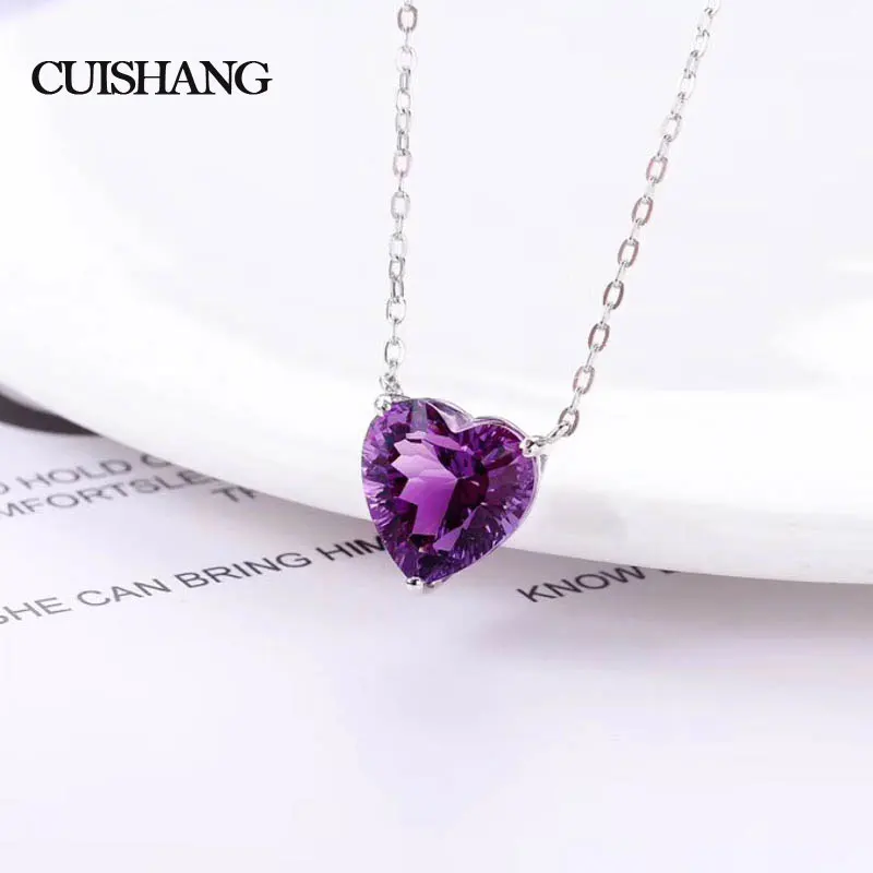 CSJ Natural Purple Amethyst Pendants 925 Silver Fine Jewelry Heart For Women Wedding Engagement Party Valentines gift box
CSJ Natural Purple Amethyst Pendants 925 Silver Fine Jewelry Heart For Women Wedding Engagement Party Valentines gift box