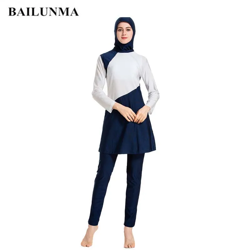 BAILUNMA Burkinis мусульманская одежда для плавания женская скромная полная накидка
