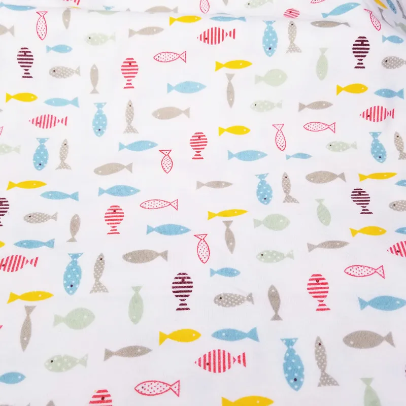 Дизайн рыбы 100% хлопок трикотажная ткань на половину метра для DIY детской одежды
