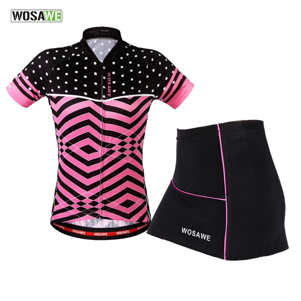 WOSAWE Cycling Clothes Teams Mini Skirt + Shirt Ropa Ciclismo Short sleeve Jersey Sets Breathable MTB Bike Clothing | Спорт и
