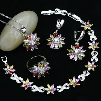 Fashion 925 Sterling Silver Jewelry Sets Multicolor Stones CZ For Women Party Charms Necklace Pendant Bracelets Drop Earrings
Fashion 925 Sterling Silver Jewelry Sets Multicolor Stones CZ For Women Party Charms Necklace Pendant Bracelets Drop Earrings