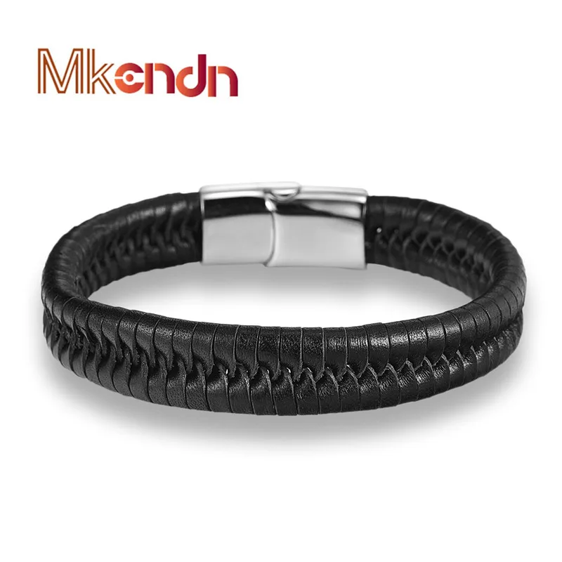 MKENDN FASHION Men Brand Bracelet Leather Rope Chain Bracelet Stainless Steel Magnetic Clasps Bracelets Trendy Mens Jewelry
MKENDN FASHION Men Brand Bracelet Leather Rope Chain Bracelet Stainless Steel Magnetic Clasps Bracelets Trendy Mens Jewelry