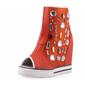 Fashion Rhinestone Rome Elevator High Heels Wedge Women Cool Boots Open Toe Platform Height Increasing Booties String Bead Shoes
Fashion Rhinestone Rome Elevator High Heels Wedge Women Cool Boots Open Toe Platform Height Increasing Booties String Bead Shoes