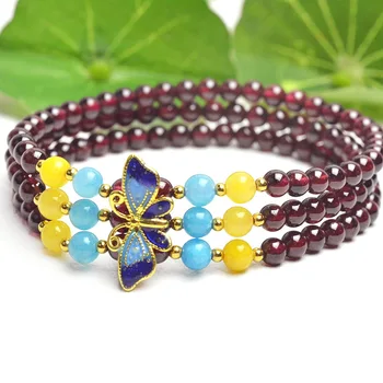 

Grade AAA Natural Garnet Beaded Bracelets Fine Gemstone Beads Muti-layer Bracelets Jewelry For Woman Gifts Can Drop Shipping