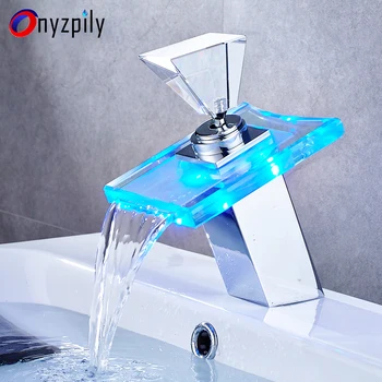 LED faucet temperature-controlled luminous glass waterfall washbasin cold and hot water faucet bathroom basin crystal handle
LED faucet temperature-controlled luminous glass waterfall washbasin cold and hot water faucet bathroom basin crystal handle