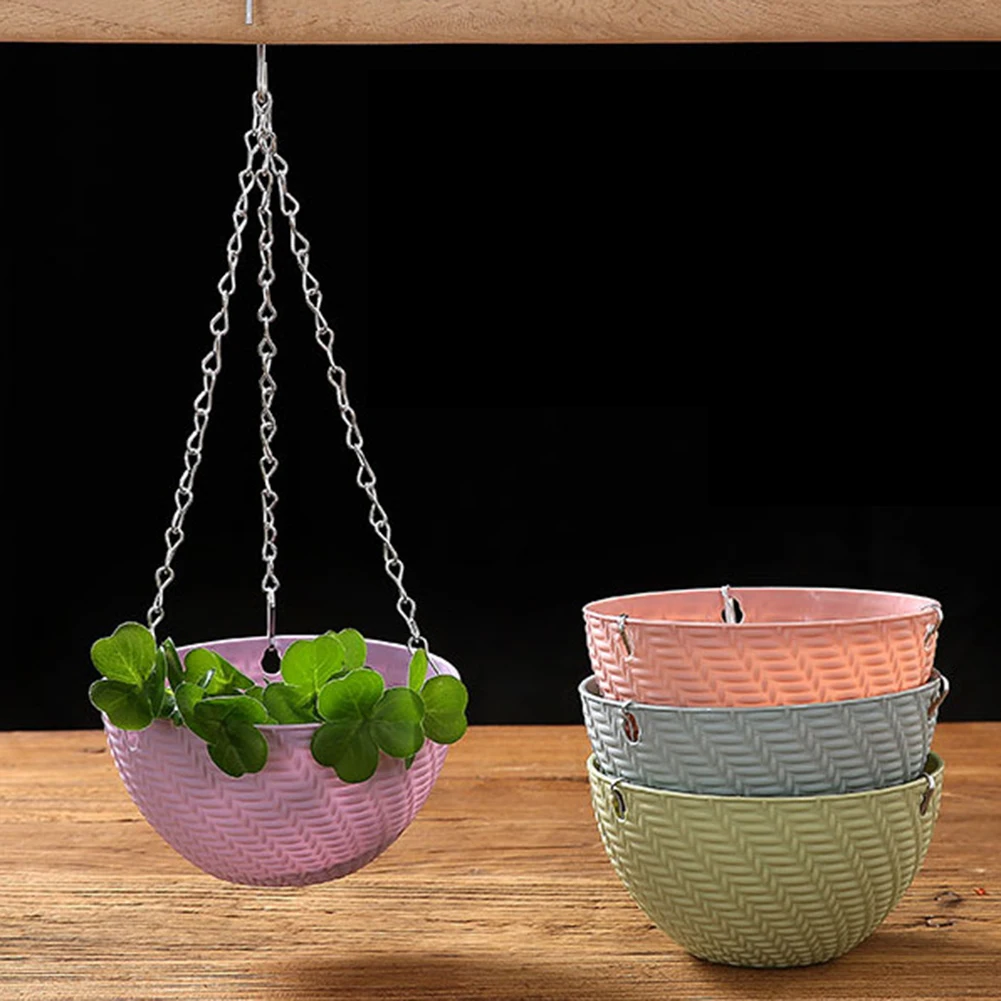 Flower Hanging Basket Pots Decoration Universal Garden Flood Pot Rattan Woven Plastic Flowerpot with Chain Houseplant Planter
Flower Hanging Basket Pots Decoration Universal Garden Flood Pot Rattan Woven Plastic Flowerpot with Chain Houseplant Planter