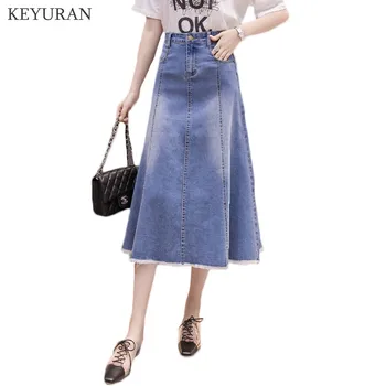 2020 New Women Summer High Waist Denim Skirts Loose Casual Female Vintage Blue Long A-Line Skirts Jeans Saia Faldas Plus Size
2020 New Women Summer High Waist Denim Skirts Loose Casual Female Vintage Blue Long A-Line Skirts Jeans Saia Faldas Plus Size