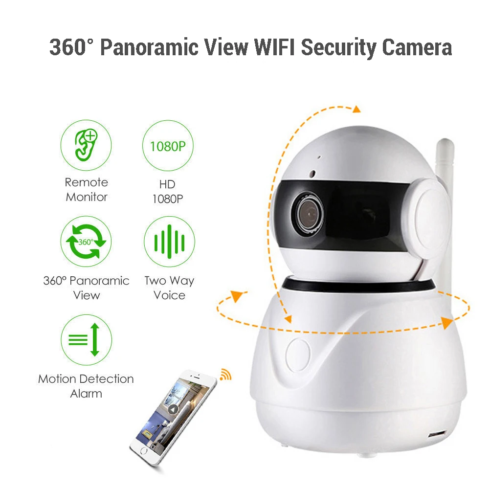 Wireless WiFi Camera 1080P Baby Cat Dog Monitor IP Cam P2P Infrared Home Security 360 Panoramic Zoom Cameras Mini Kamare
Wireless WiFi Camera 1080P Baby Cat Dog Monitor IP Cam P2P Infrared Home Security 360 Panoramic Zoom Cameras Mini Kamare