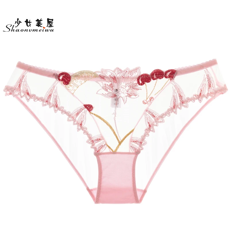 Sexy net gauze lace embroidery low-waisted briefs see-through seduction women underpants pure cotton crotch
Sexy net gauze lace embroidery low-waisted briefs see-through seduction women underpants pure cotton crotch