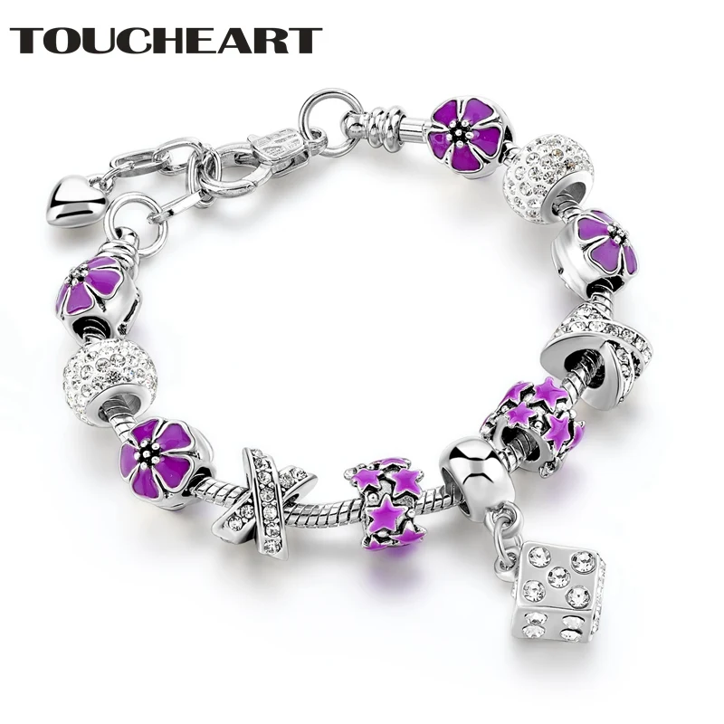 TOUCHEART New Design Fashion Purple Flower Charm Bracelets Beads DIY Bracelets With Vintage Cube Dice Bracelet Pendant SBR170062
TOUCHEART New Design Fashion Purple Flower Charm Bracelets Beads DIY Bracelets With Vintage Cube Dice Bracelet Pendant SBR170062