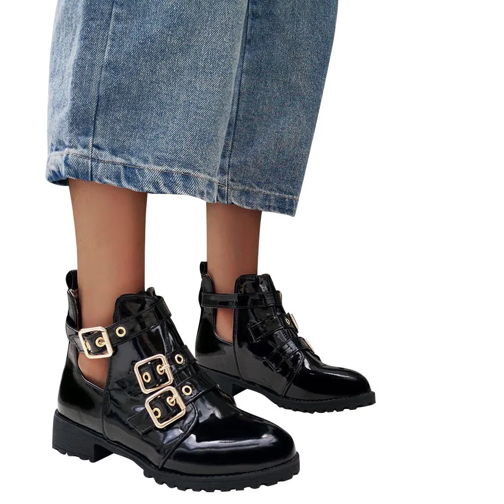 MUQGEW Marten boot woman shoes leather platform buckle strap Metal Med boot Hallow Cover Heel Stylish Retro Shoes Ankle Boots
MUQGEW Marten boot woman shoes leather platform buckle strap Metal Med boot Hallow Cover Heel Stylish Retro Shoes Ankle Boots