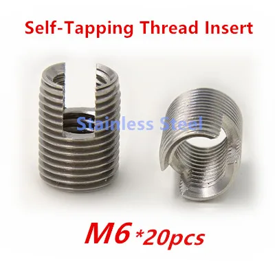 20pcs M6 Stainless Steel Self tapping Thread Insert Self Tapping Screw Bushing Slotted Type Thread Repair Inset
20pcs M6 Stainless Steel Self tapping Thread Insert Self Tapping Screw Bushing Slotted Type Thread Repair Inset
