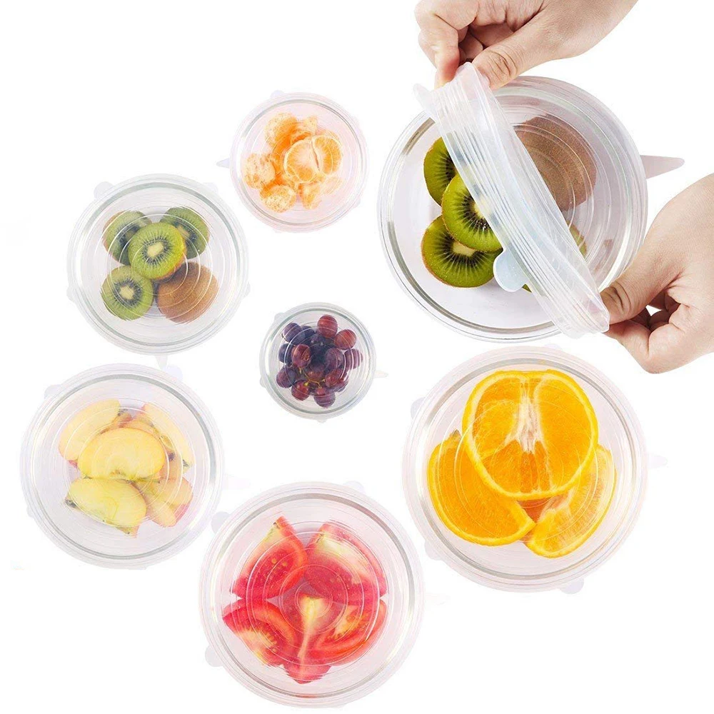 6 Pcs/ Set Universal Silicone Cover Fresh Keeping Silicone Stretch Lids Caps For Food Pot Dish Food Storage Kitchen Accessories
6 Pcs/ Set Universal Silicone Cover Fresh Keeping Silicone Stretch Lids Caps For Food Pot Dish Food Storage Kitchen Accessories