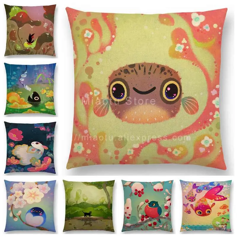 Super Cute Cartoon Animals Pufferfish Cushion Cover Lovely Bird Sweet Nest Interesting Fish Cat Frog Fox Throw Pillow Case
Super Cute Cartoon Animals Pufferfish Cushion Cover Lovely Bird Sweet Nest Interesting Fish Cat Frog Fox Throw Pillow Case