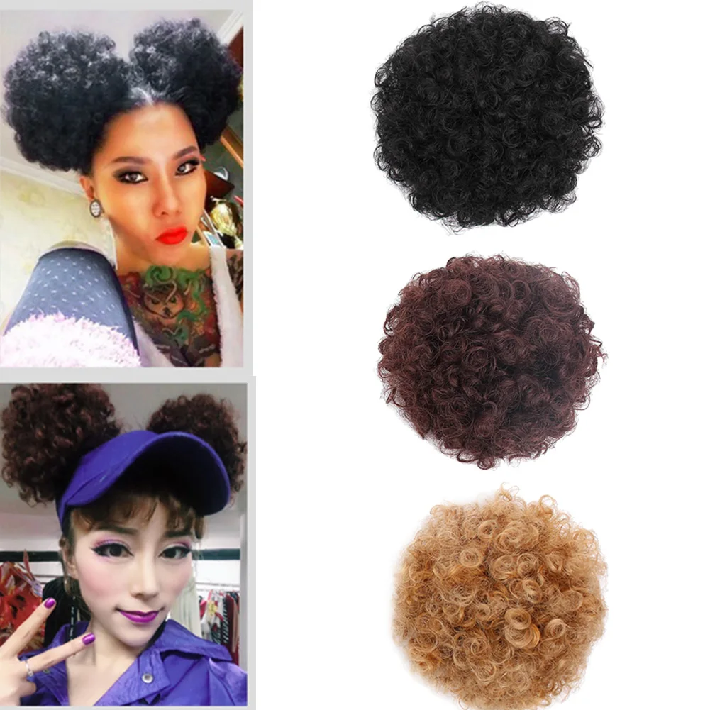2019 Synthetic Afro Puff Drawstring Ponytail Short Kinky Curly