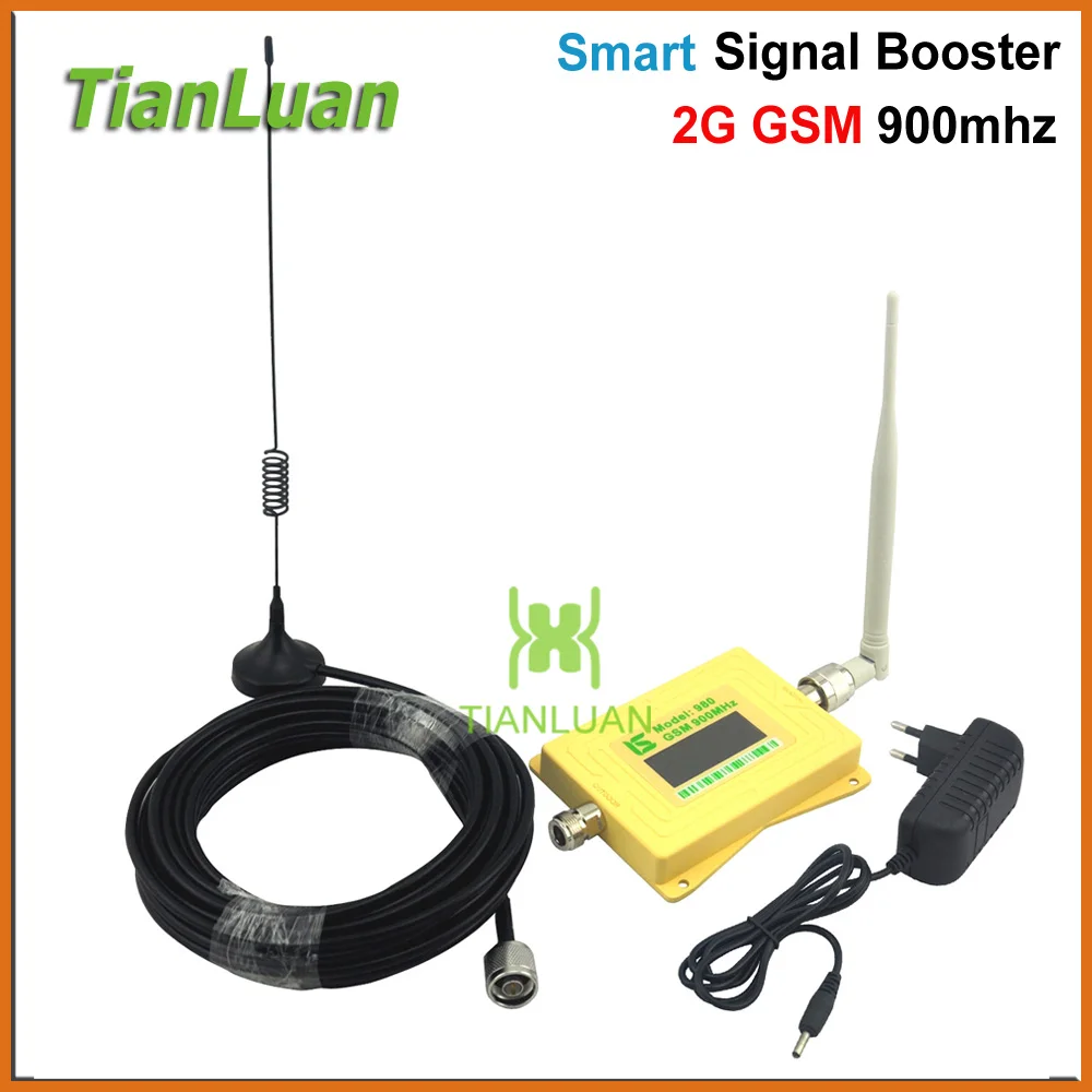 

Mini Smart GSM980 Cell Phone Signal Booster 2G GSM 900mhz Signal Repeater GSM Booster with Whip Antenna / Sucker Antenna Yellow