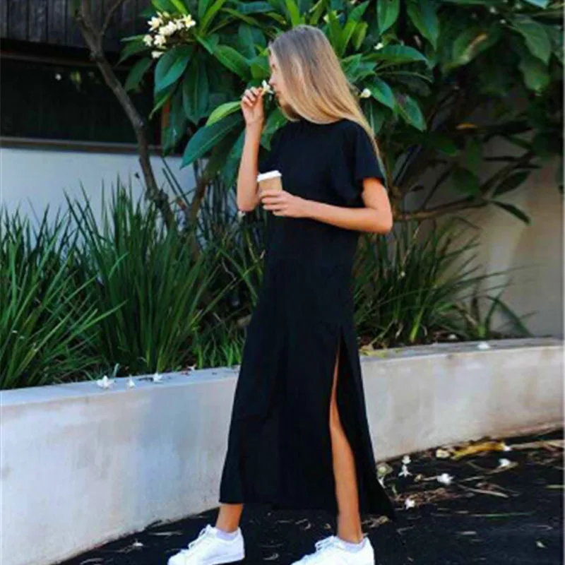 Women's Long Dress Short Sleeve Split Side Maxi T-Shirt Dress 2019 Summer Casual Beach Elegant Vintage Dresses Fashion Clothing
Women's Long Dress Short Sleeve Split Side Maxi T-Shirt Dress 2019 Summer Casual Beach Elegant Vintage Dresses Fashion Clothing