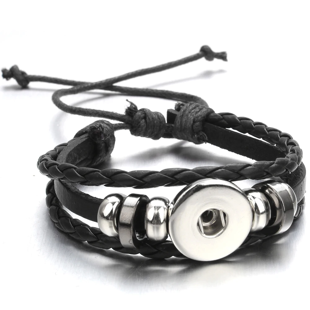 Hot Sale Snap Leather Bracelet Retro Handmade Braided Leather Snap Button Bracelet Bangles fit 18MM Snap Jewelry
Hot Sale Snap Leather Bracelet Retro Handmade Braided Leather Snap Button Bracelet Bangles fit 18MM Snap Jewelry