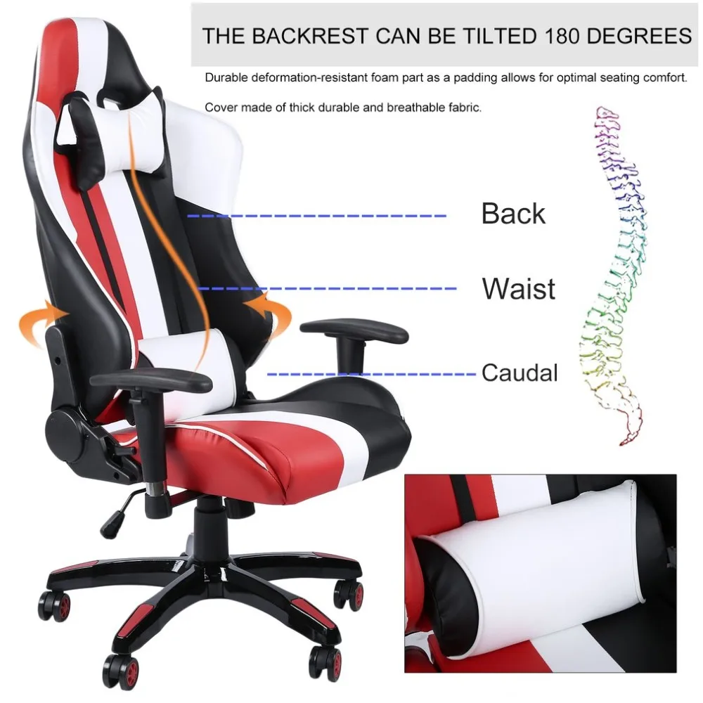 Adjustable Office Chair Ergonomic High-Back Revolving Leather Executive Computer Chair Home Racing Chair With Padded Armrest
Adjustable Office Chair Ergonomic High-Back Revolving Leather Executive Computer Chair Home Racing Chair With Padded Armrest
