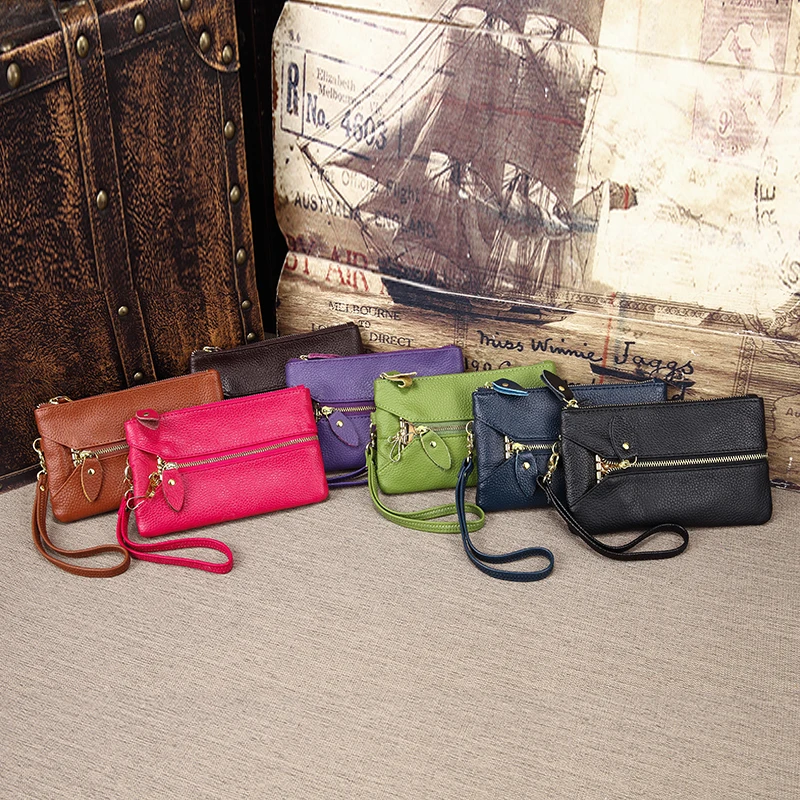 Фото Длинный кожаный кошелек с несколькими отделениями для женщин Дамский бумажник
