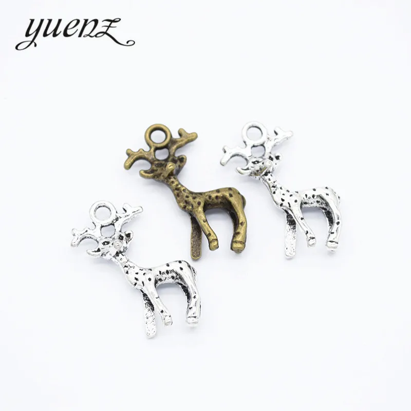 

YuenZ 20pcs 2 colour Charms deer Antique silver Plated Pendants alloy Jewelry Making DIY Handmade Craft 22*13mm D9286