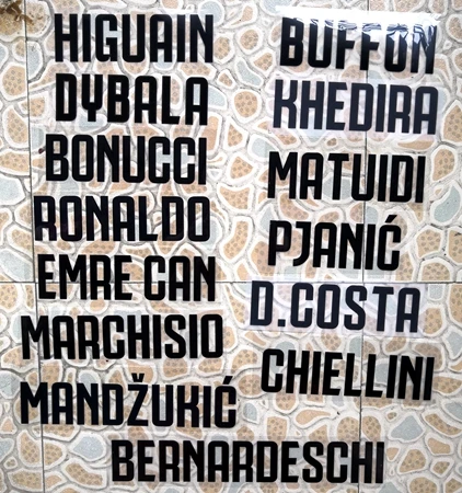 

2018-2019 black BUFFON CHIELLINI PJANIC KHEDIRA RONALDO MARCHISIO HIGUAIN DYBALA D. COSTA MATUIDI MANDZUKIC nameset patch badge