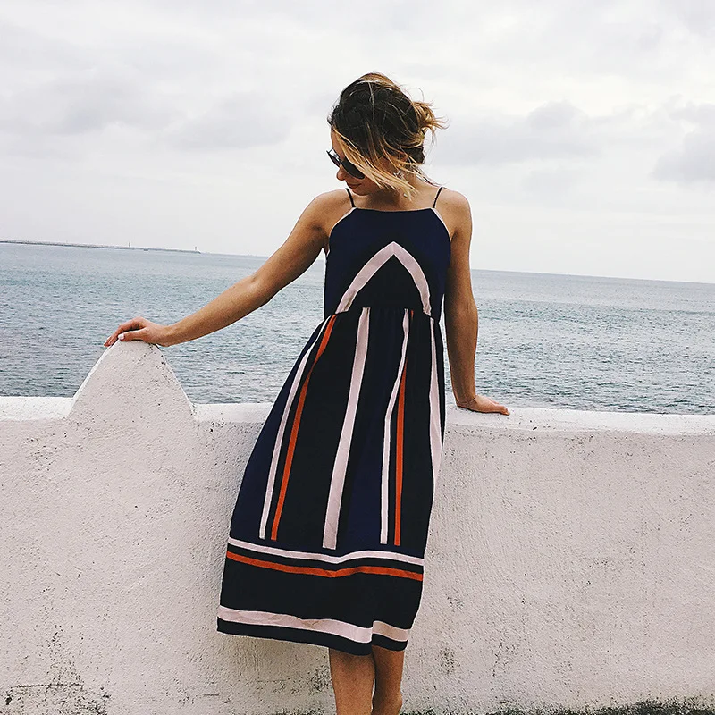 Fashion Sexy Summer Spaghetti Strap Beach Dress Women 2018 Bohemian Hit Color Striped Boho Vintage Elegant Midi Dresses Vestidos
Fashion Sexy Summer Spaghetti Strap Beach Dress Women 2018 Bohemian Hit Color Striped Boho Vintage Elegant Midi Dresses Vestidos