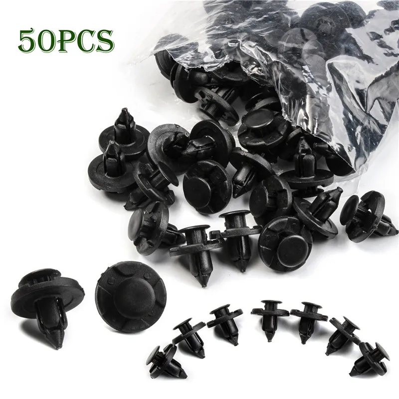 

50PCS Black Car Fastener Fit 8mm Dia Hole Push Retainer Rivets Clips for Toyota Automobile Door Bumper Fender Cover Assortment